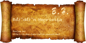 Bódán Henrietta névjegykártya