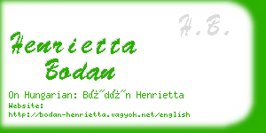 henrietta bodan business card
